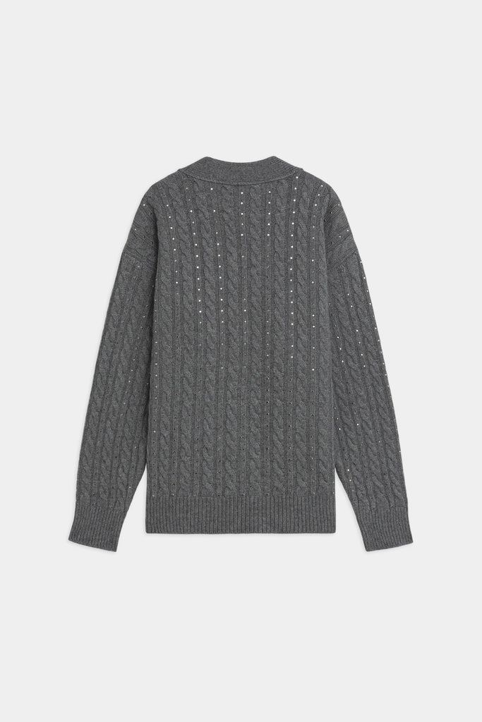 Cardigan A Trecce Con Borchie