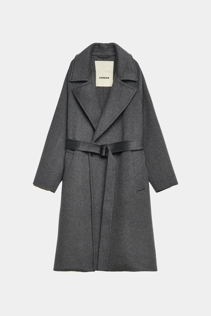 Cappotto Lungo In Panno Con Cintura