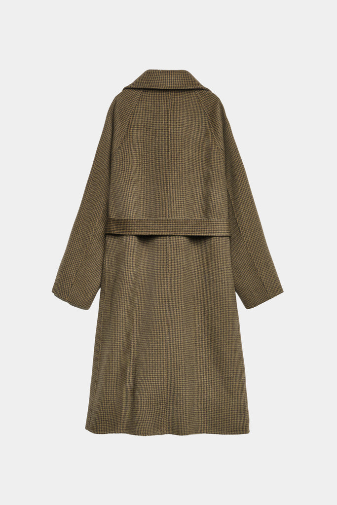 Cappotto Lungo Pied-De-Poule Con Cintura