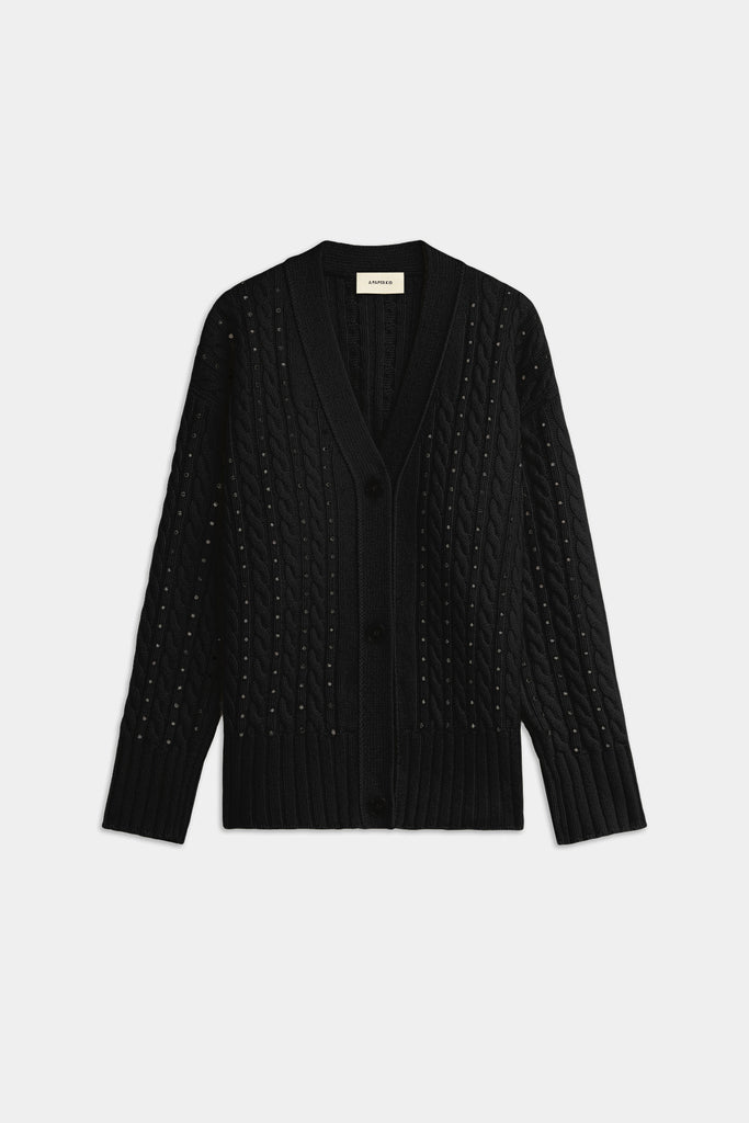 Cardigan A Trecce Con Borchie