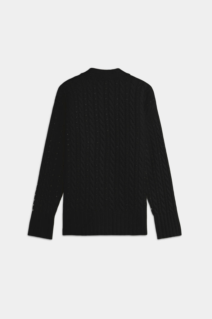 Cardigan A Trecce Con Borchie