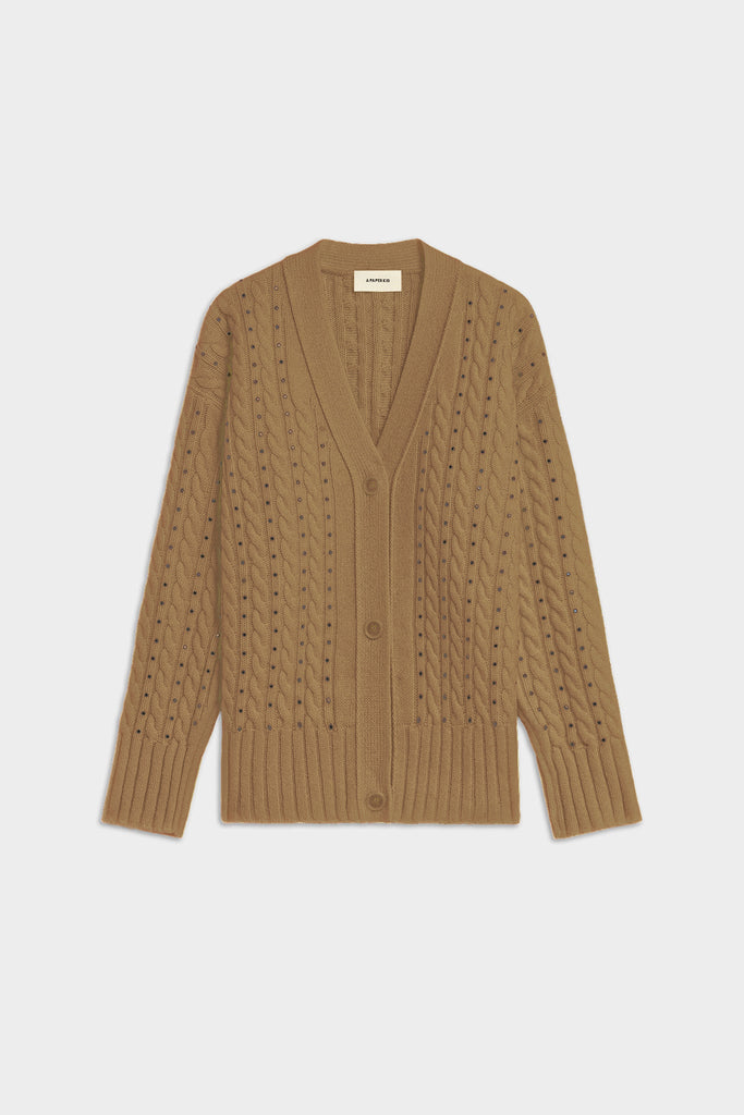 Cardigan A Trecce Con Borchie