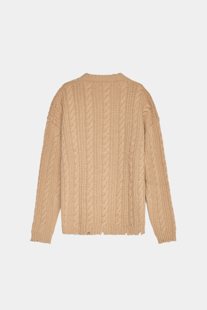Cardigan A Trecce Con Bordi Destroyed