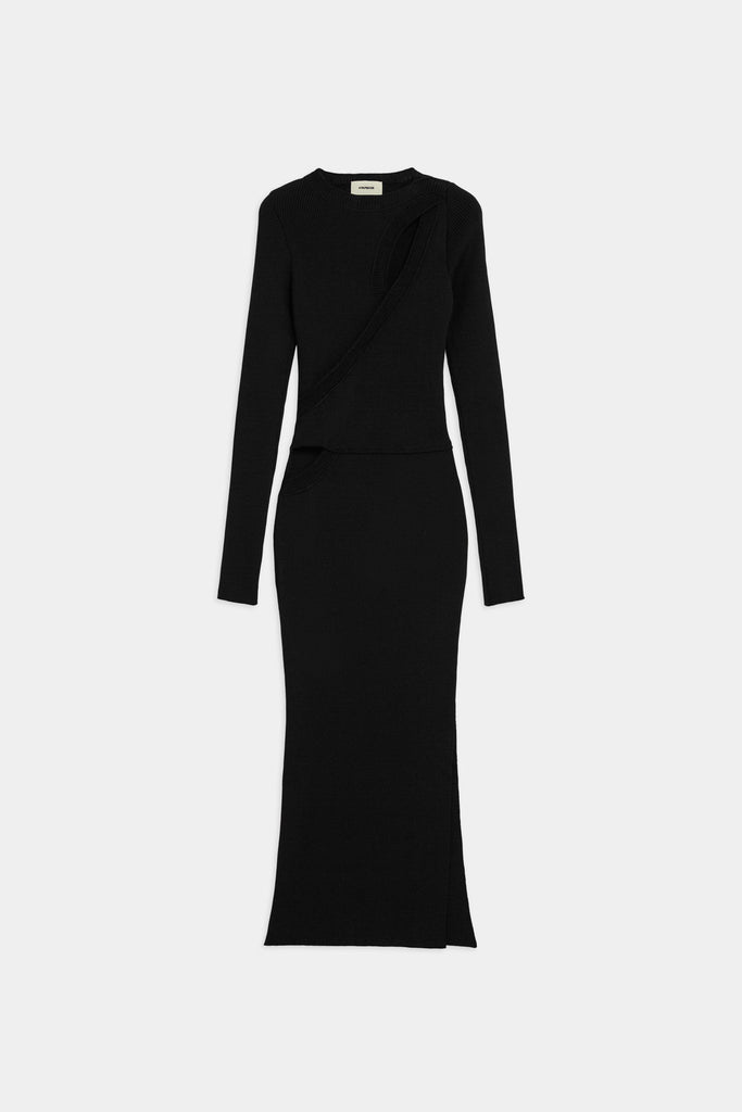 Abito Lungo In Maglia Con Spacchi Asimmetrici