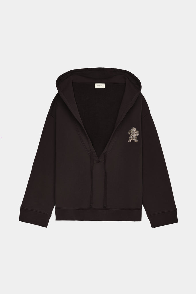 Felpa Con Cappuccio E Stampa Glitter