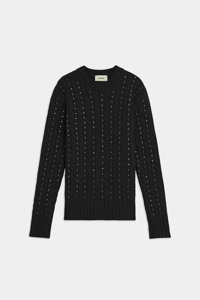 Maglione A Trecce Con Micro Borchie