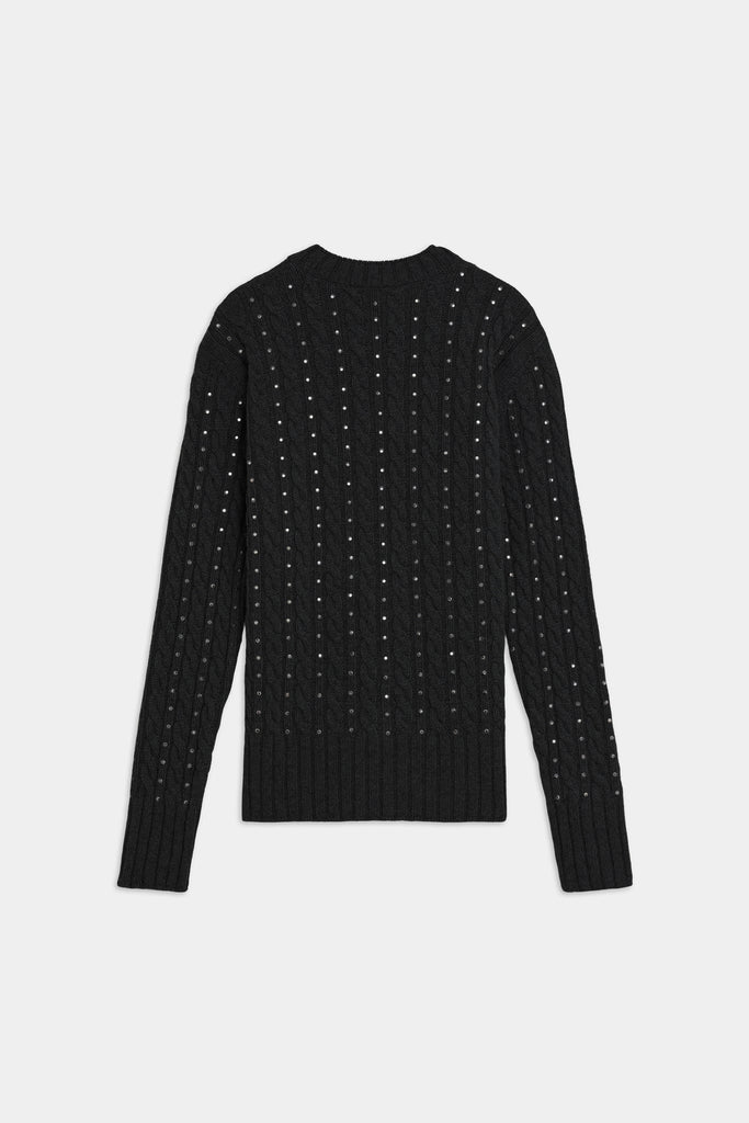 Maglione A Trecce Con Micro Borchie