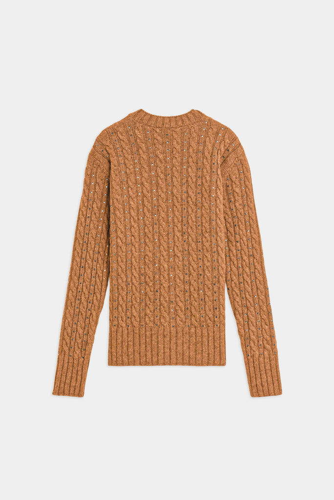 Maglione A Trecce Con Micro Borchie