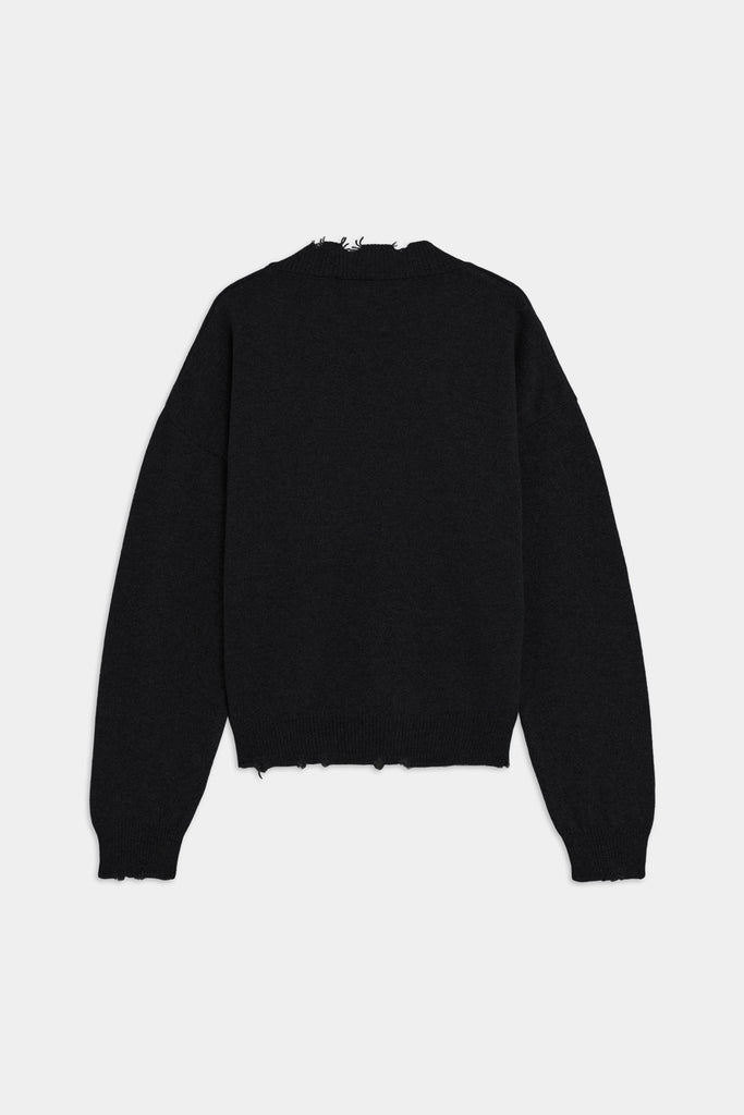 Maglione Con Scollo A V Effetto Destroyed