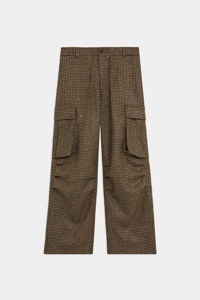 Pantaloni Cargo Pied-De-Poule Con Fili Paillettes