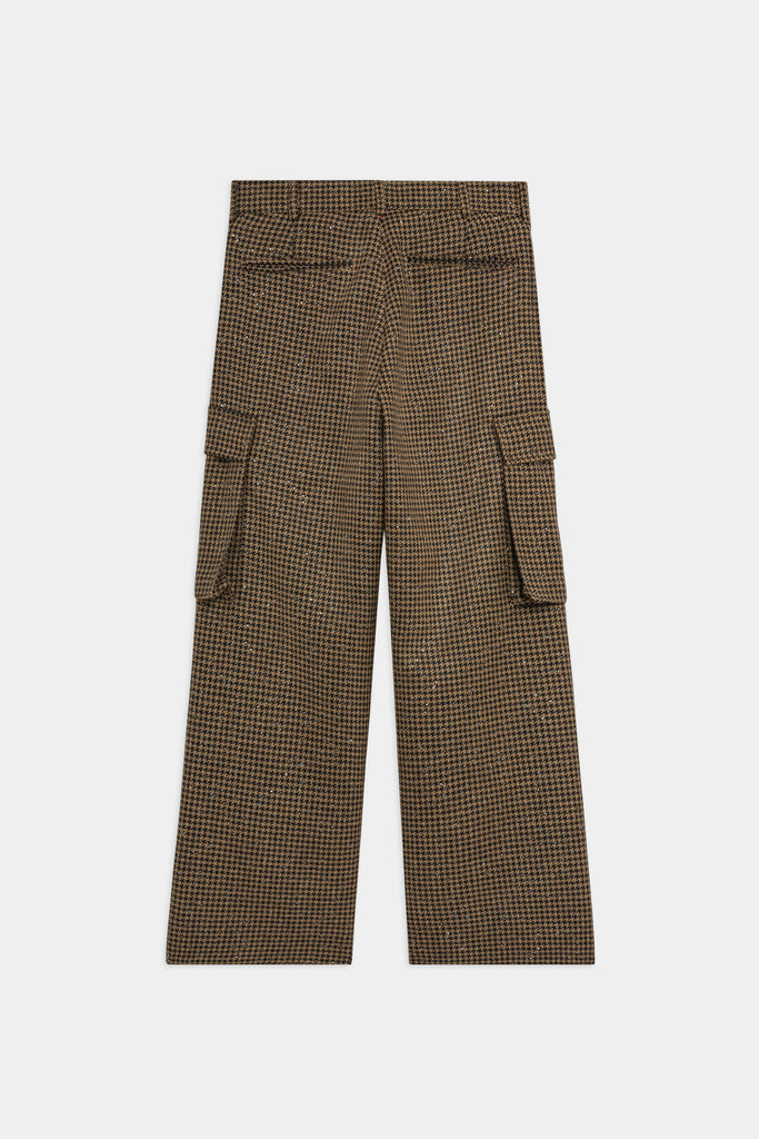 Pantaloni Cargo Pied-De-Poule Con Fili Paillettes