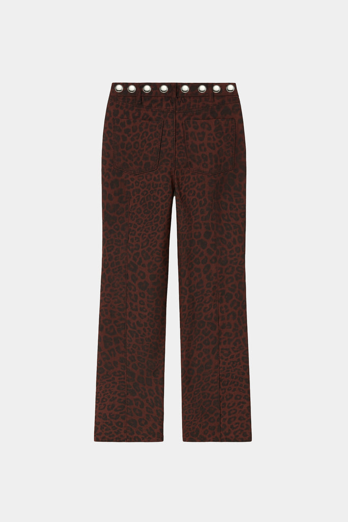 Pantaloni Animalier Con Borchie In Vita