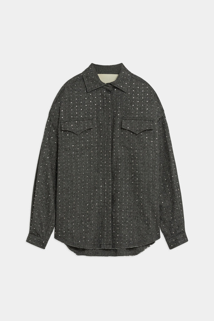 Camicia Over In Panno Con Borchie