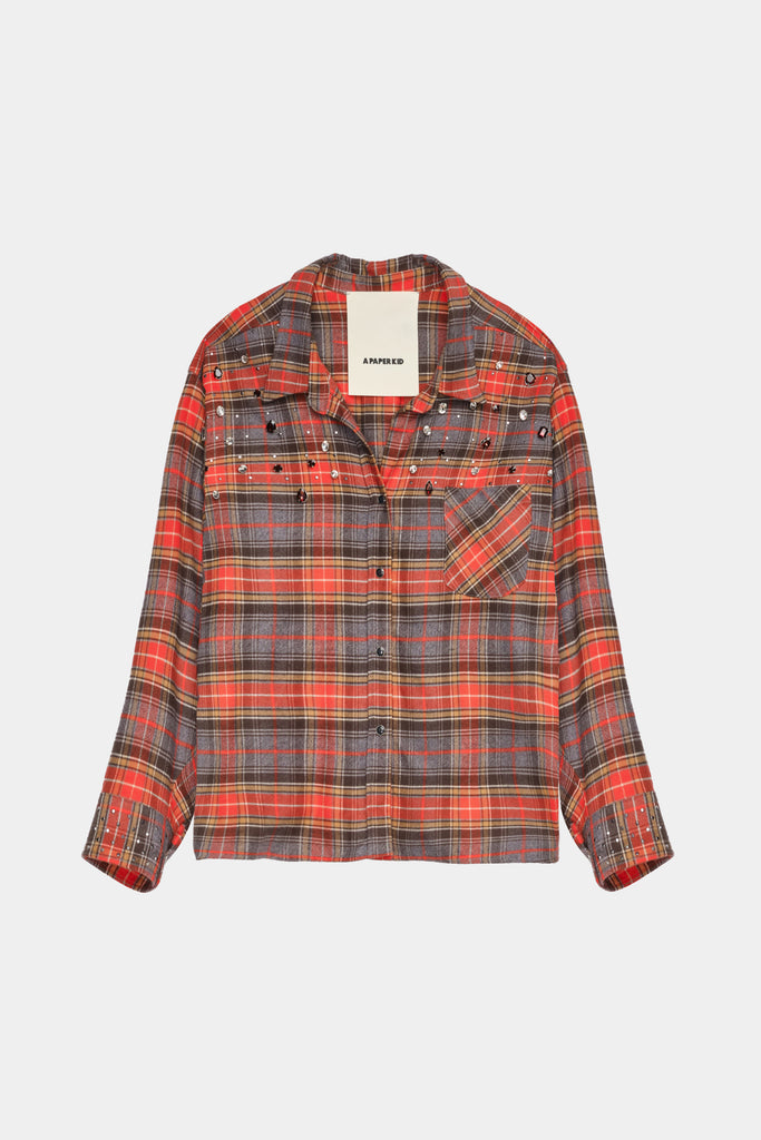 Camicia Over A Quadri Con Applicazioni