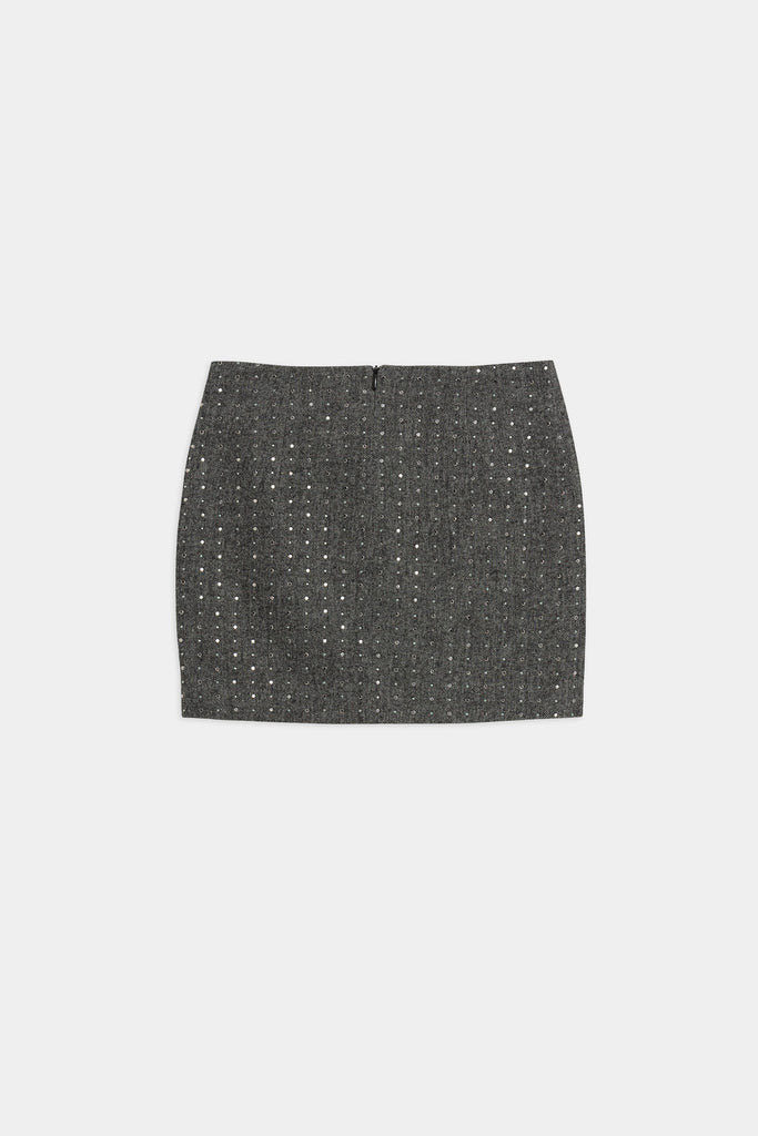 Minigonna In Tessuto Con Micro Borchie