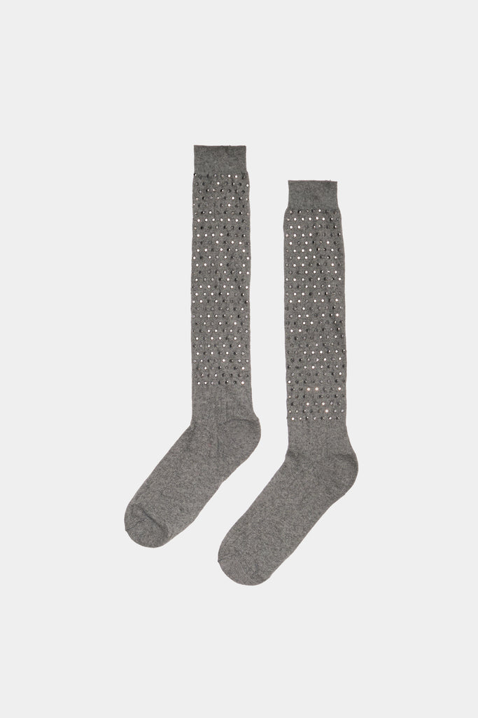 Calza In Cotone Con Mini Borchie