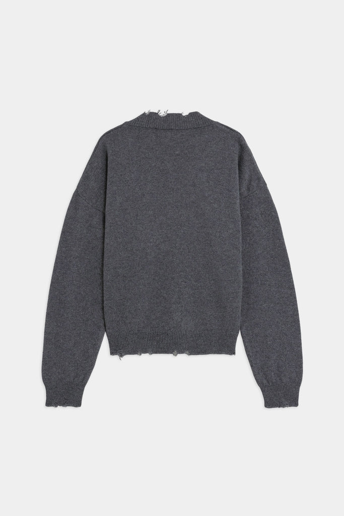 Maglione Con Scollo A V Effetto Destroyed