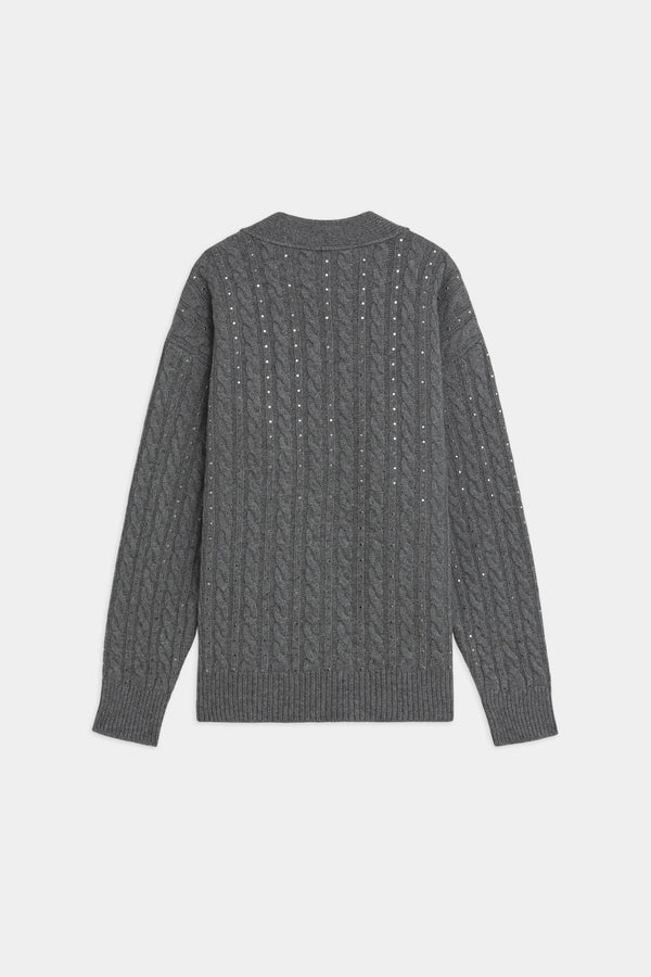 Cardigan A Trecce Con Borchie