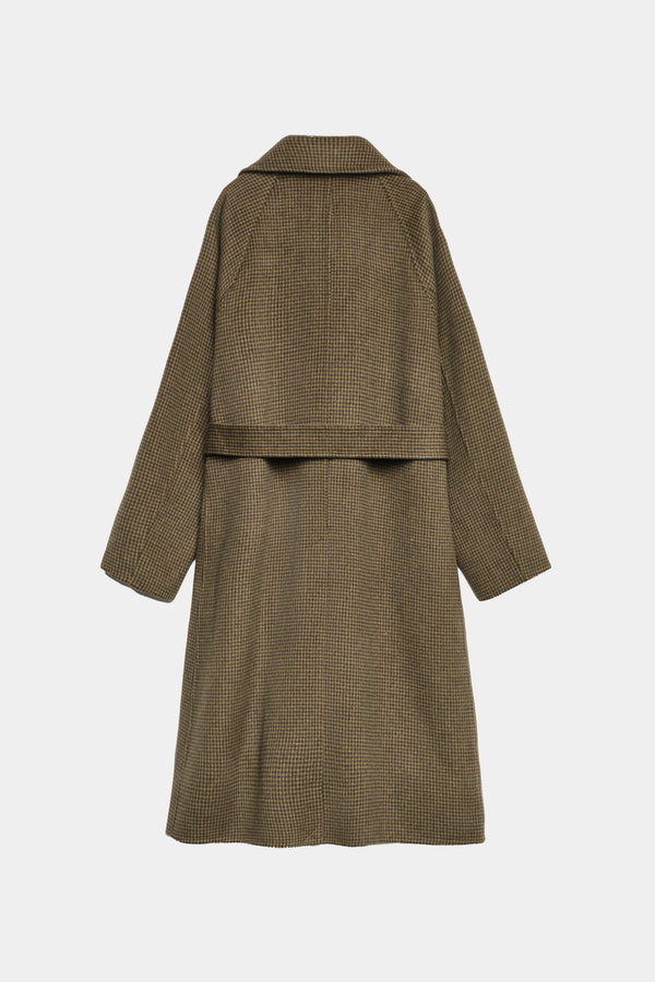 Cappotto Lungo Pied-De-Poule Con Cintura