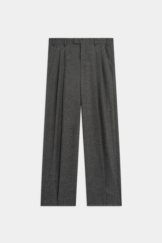 Pantaloni In Fresco Lana Con Pieghe