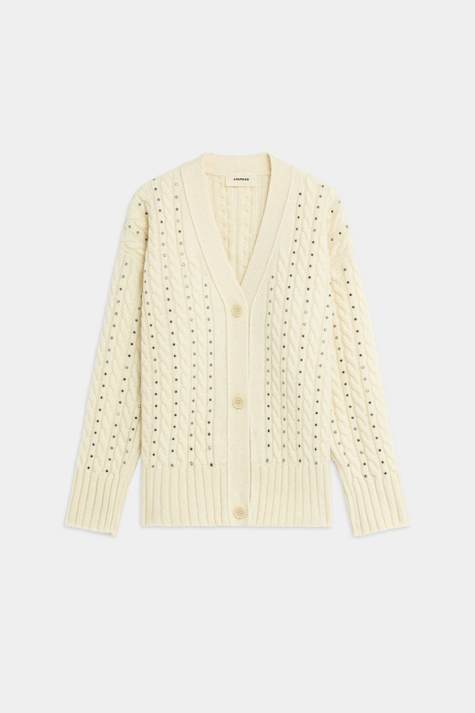 Cardigan A Trecce Con Borchie