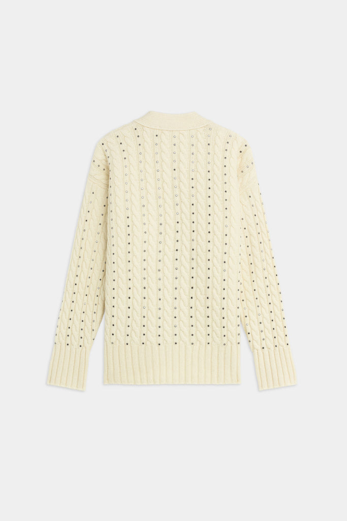 Cardigan A Trecce Con Borchie