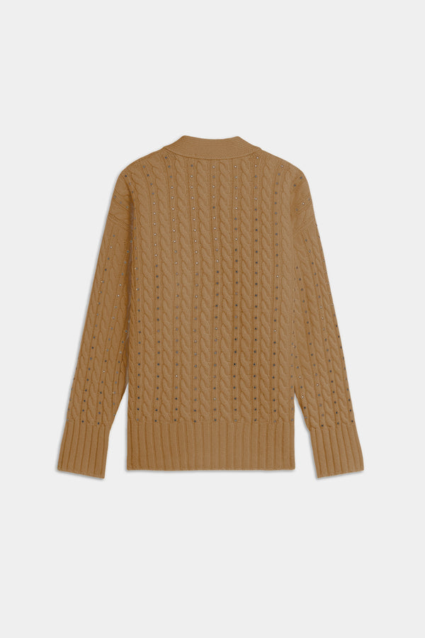 Cardigan A Trecce Con Borchie