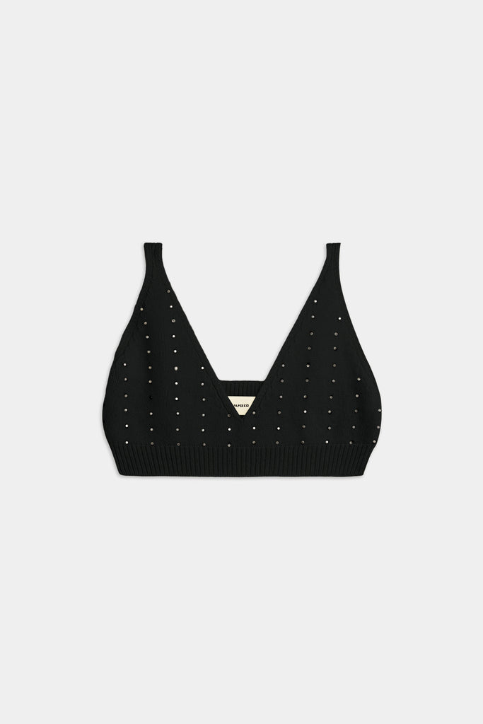 Top In Maglia Con Micro Borchie