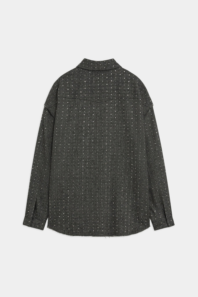 Camicia Over In Panno Con Borchie