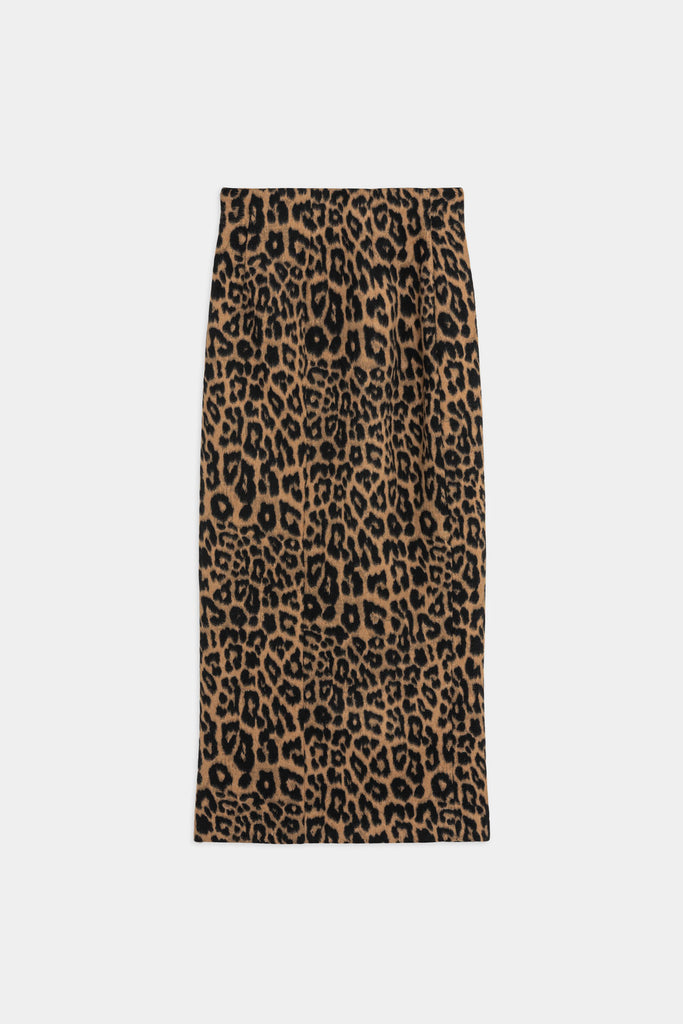 Gonna A Tubino Animalier Con Spacco