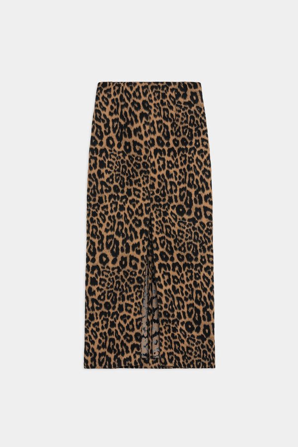 Gonna A Tubino Animalier Con Spacco