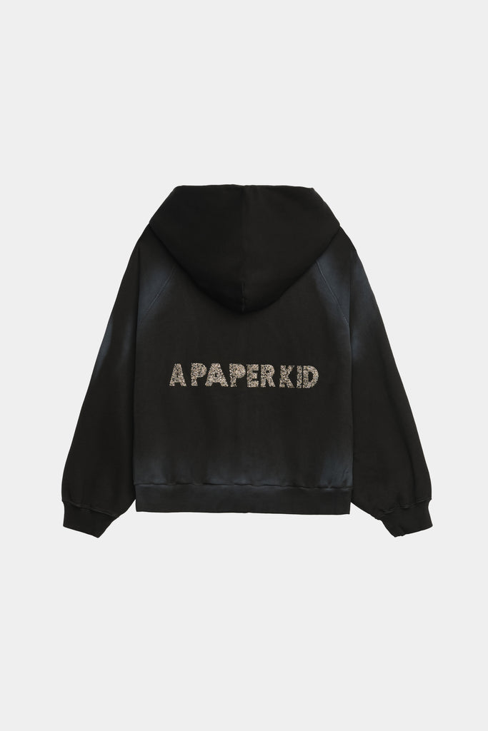 Felpa Con Cappuccio Over Stampa Glitter Retro