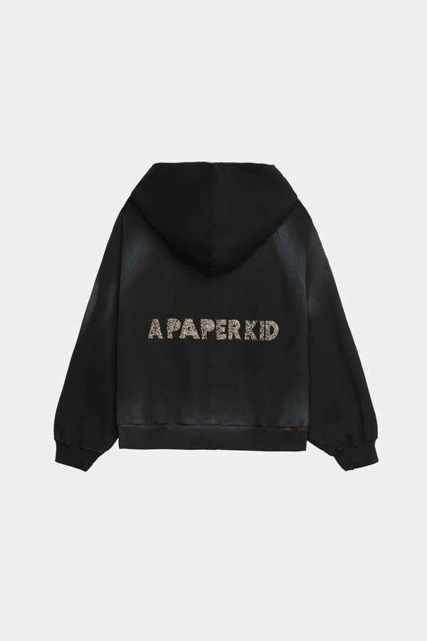 Felpa Con Cappuccio Over Stampa Glitter Retro