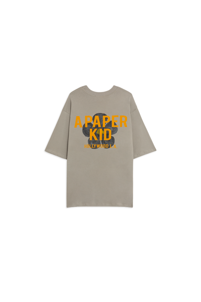 A Paper Kid T-shirt con stampa logo e fiore