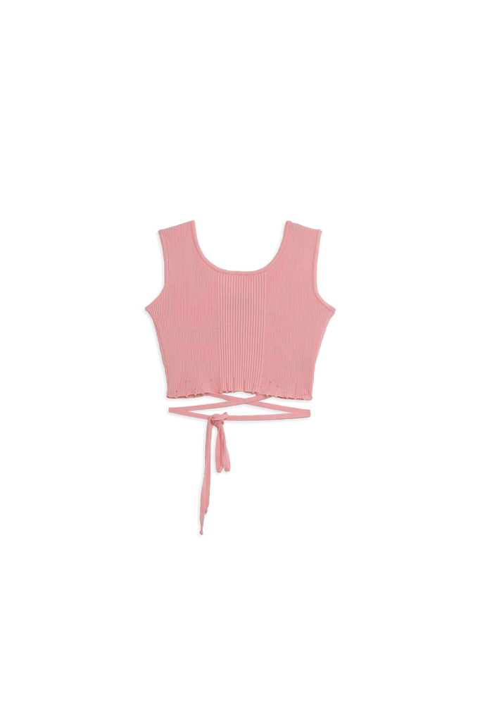 A Paper Kid Crop top in maglieria a coste effetto distressed